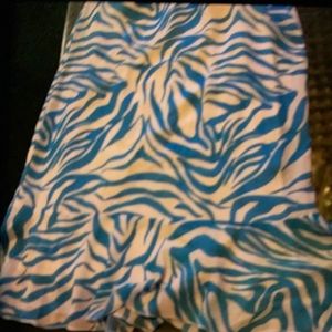 MOVING SALE NO HAGGLING DODI FASHIONS XL BLUE/WHITE ZEBRA PRINT RUFFLE HEM SKIRT